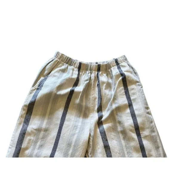 Chicos Design Striped Linen-Cotton Blend Elastic Waist Shorts Size Small Beachy - Picture 2 of 7